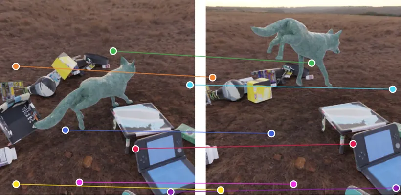 PointOdyssey · two frames from annotated trajectories